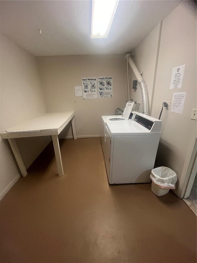 clothes washing area featuring washer and clothes dryer