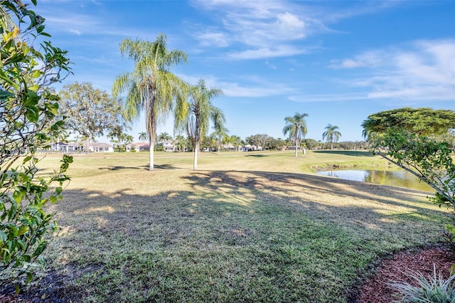 view of yard featuring a water view