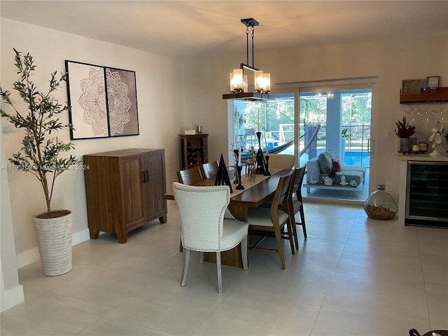 dining room with a chandelier