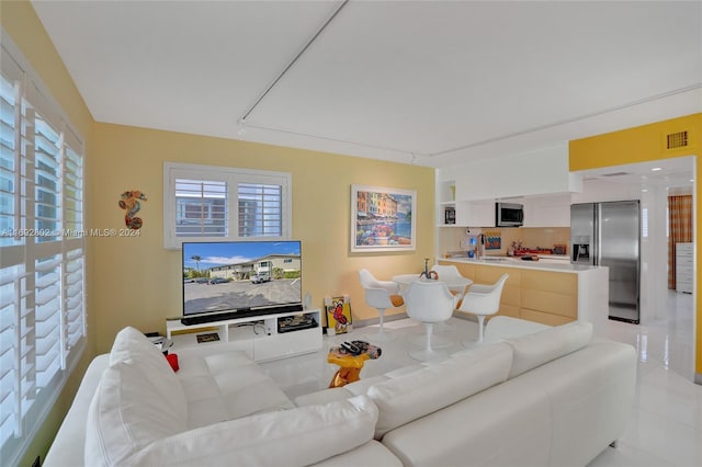 view of tiled living room