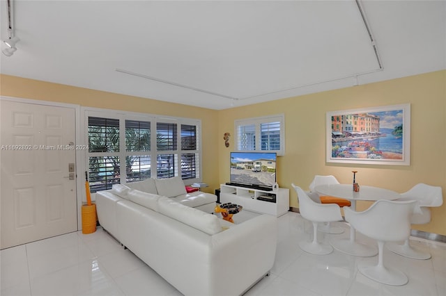 view of tiled living room