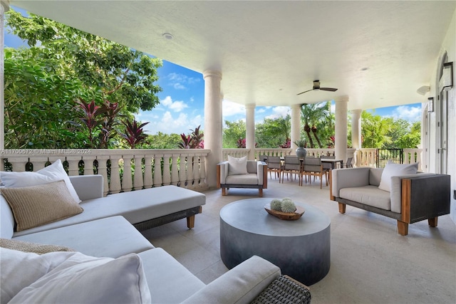 view of patio / terrace with outdoor lounge area and ceiling fan