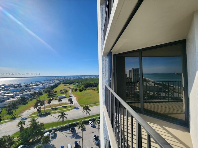 balcony with a water view