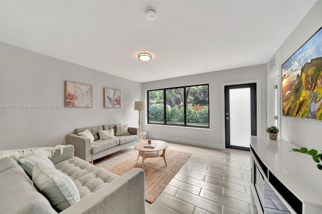 living room featuring light hardwood / wood-style flooring