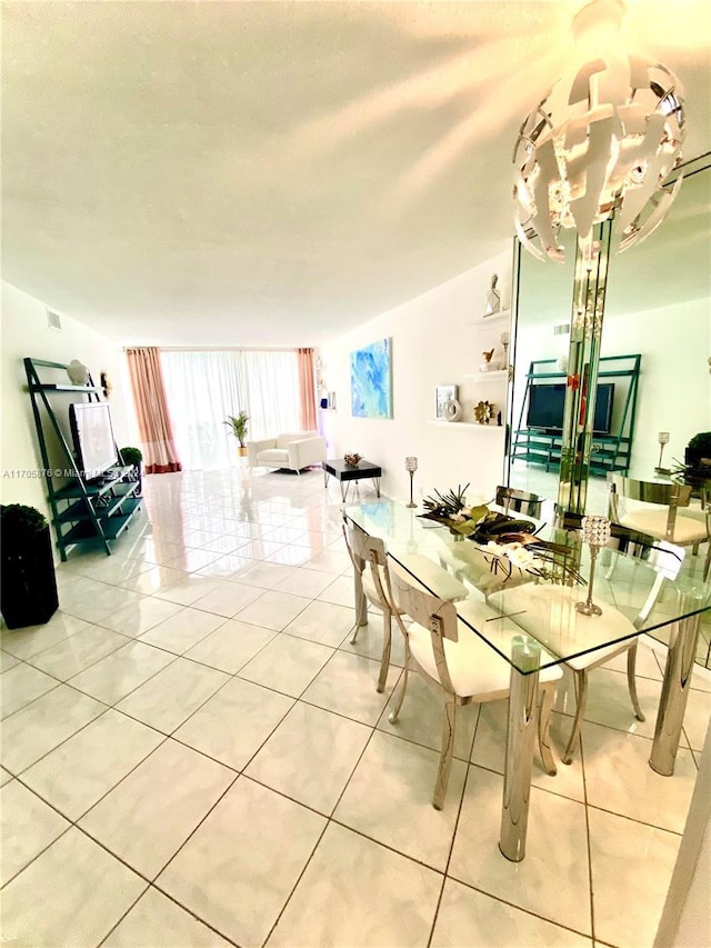 view of tiled dining room