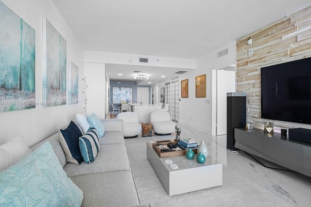 460 NE 28th St Unit 3205, Miami, FL 33137 - living area featuring marble finish flooring