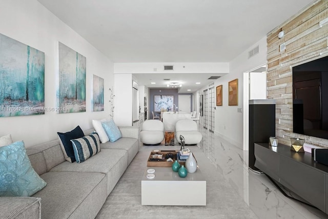 460 NE 28th St Unit 3205, Miami, FL 33137 - living room featuring light marble finish flooring