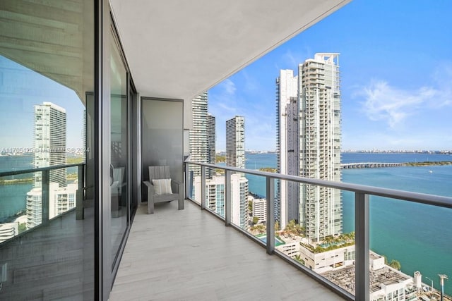 balcony with a water view