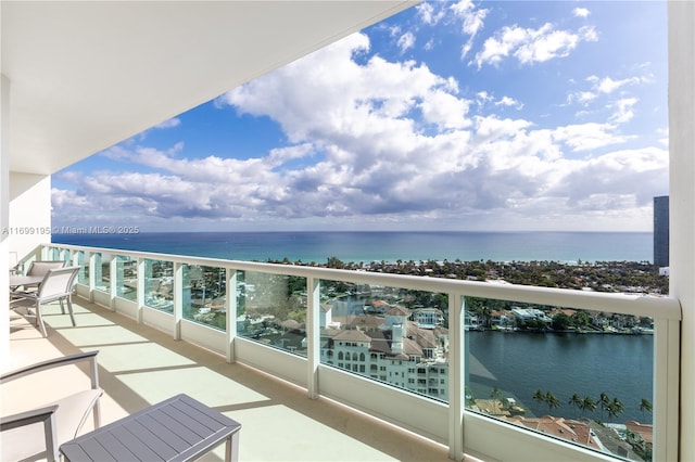 balcony with a water view