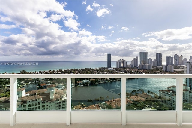 property view of water with a view of city
