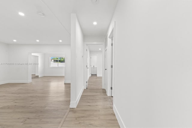 hall featuring light hardwood / wood-style flooring