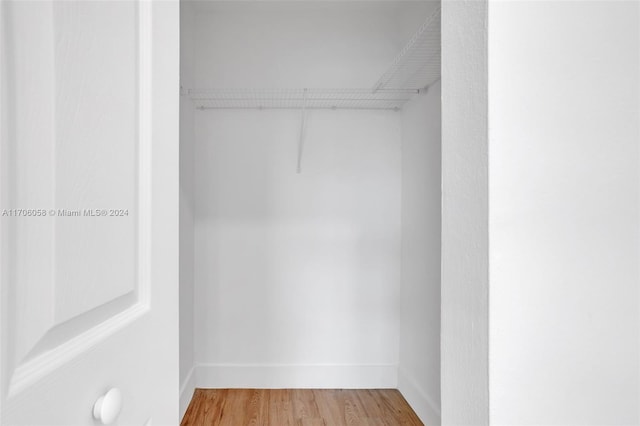 walk in closet with wood-type flooring