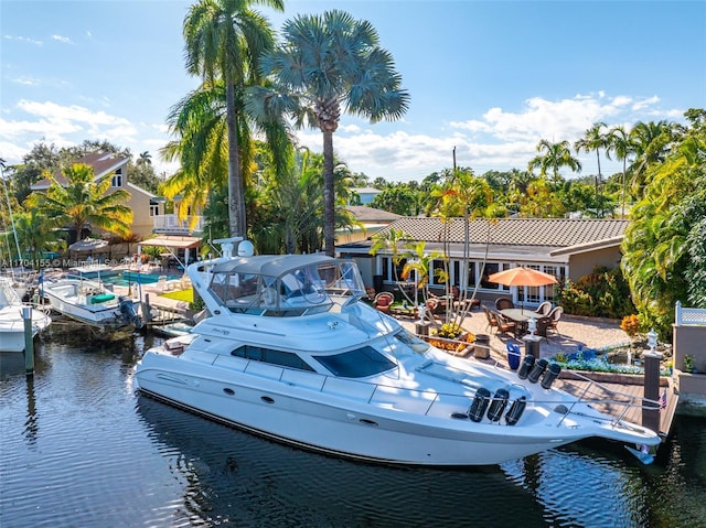 dock area featuring a water view