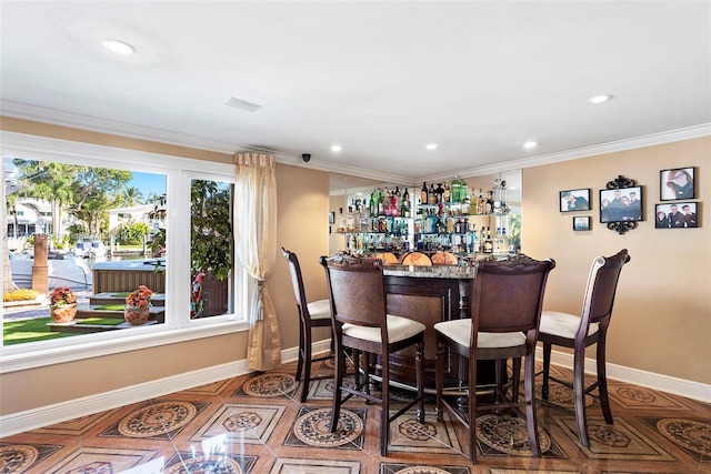 bar with crown molding