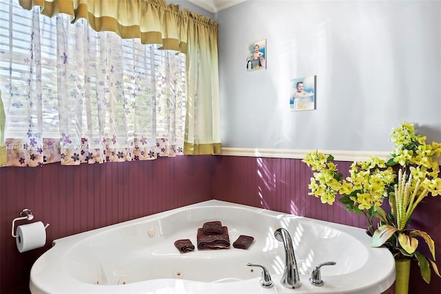 bathroom with ornamental molding