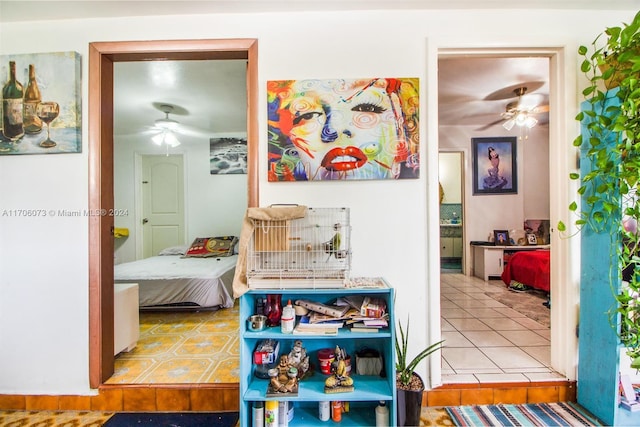 interior space featuring light tile patterned floors