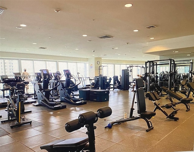 gym with a wealth of natural light