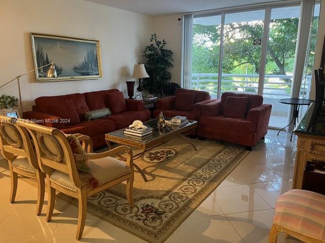 view of tiled living room