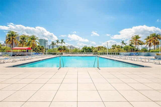 view of pool featuring a patio