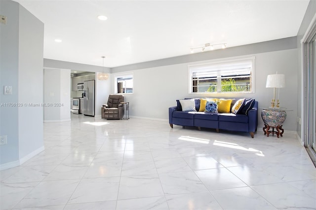 1400 SW 131st Way Unit 401Q, Pembroke Pines, FL 33027 - living area with light marble finish floors and recessed lighting