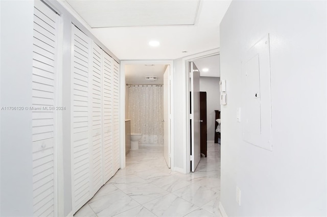 1400 SW 131st Way Unit 401Q, Pembroke Pines, FL 33027 - hall featuring light marble finish flooring and recessed lighting