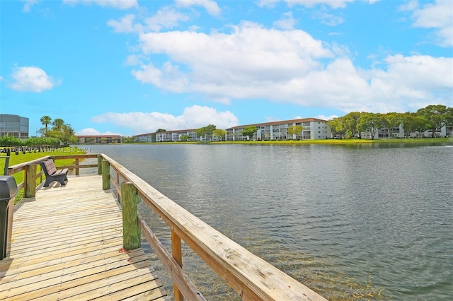 view of dock featuring a water view