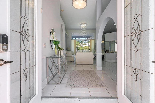 view of tiled foyer entrance