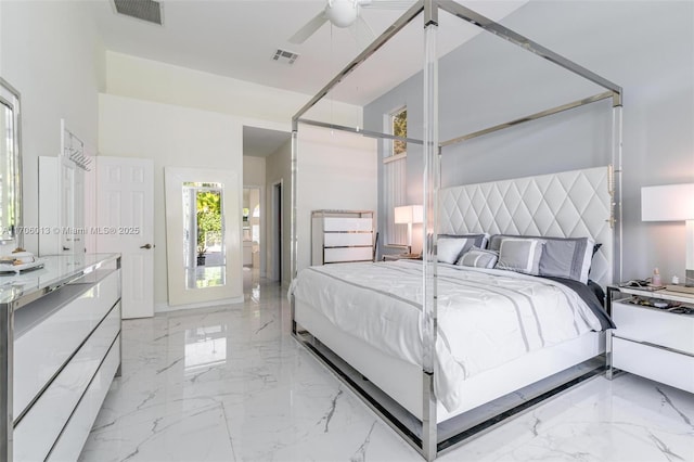 bedroom featuring ceiling fan