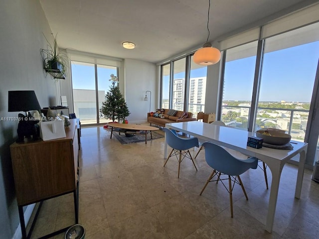 dining area featuring expansive windows