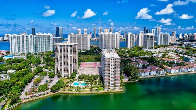 bird's eye view featuring a water view