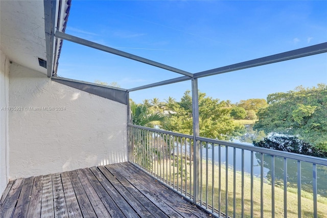 deck with a water view