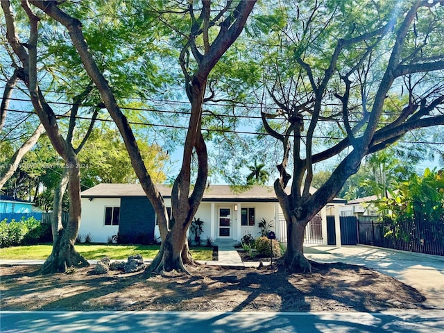 ranch-style home with a front yard