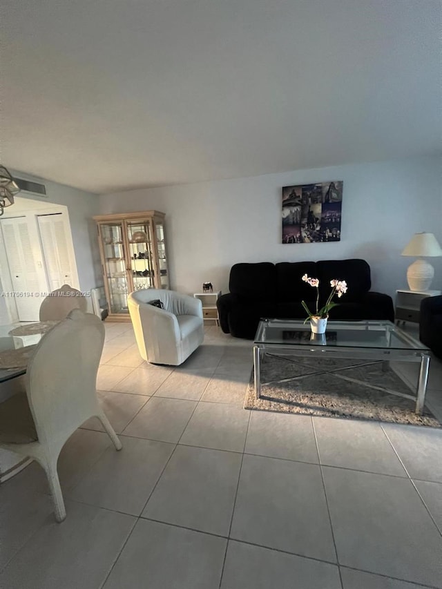 view of tiled living room