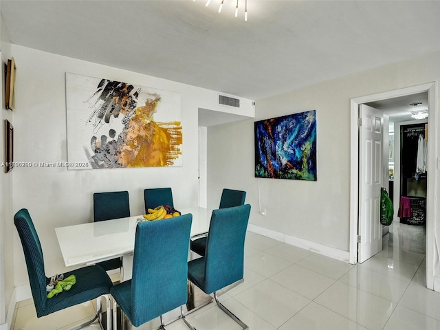 view of tiled dining space