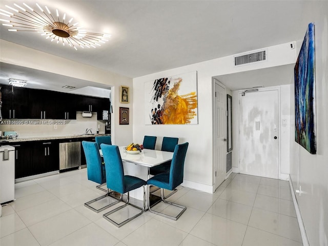 view of tiled dining room