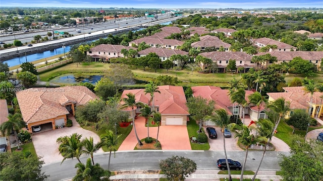 bird's eye view featuring a water view