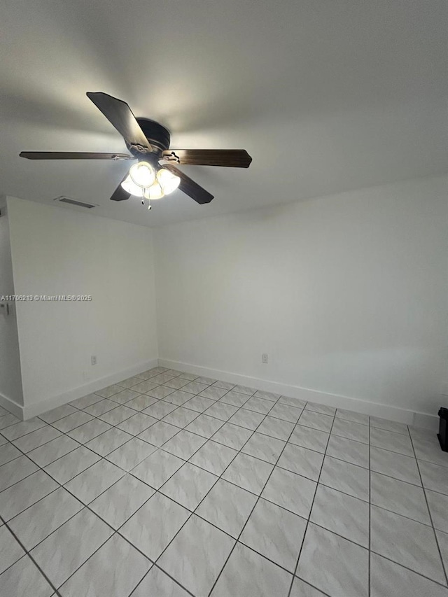 spare room featuring ceiling fan