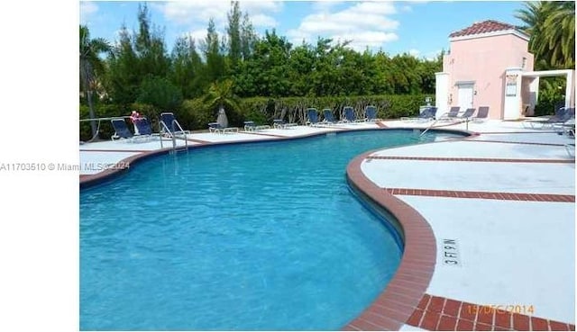 view of swimming pool with a patio