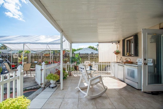 view of patio featuring sink