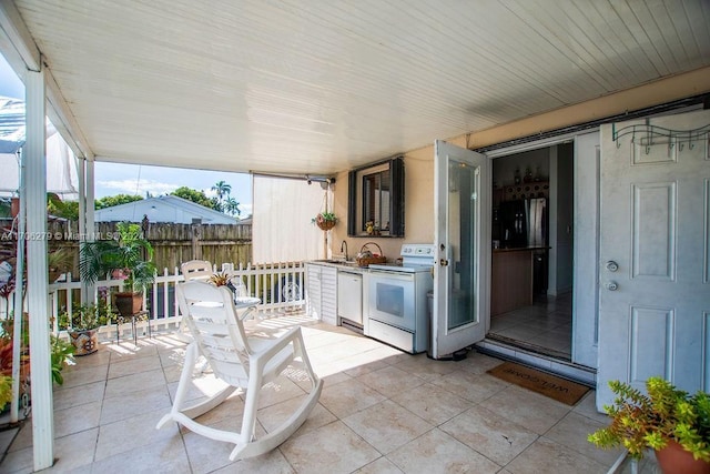 view of patio / terrace with sink