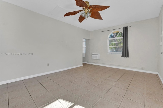 50 SW 130th Ave, Miami, FL 33184 - tiled spare room featuring a wall mounted AC and ceiling fan
