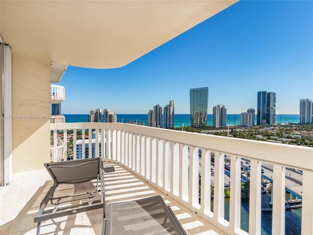 balcony with a water view