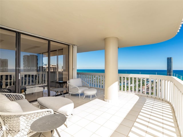 balcony with a water view