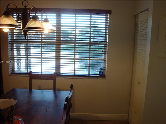 dining room with an inviting chandelier