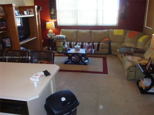 carpeted living room featuring plenty of natural light