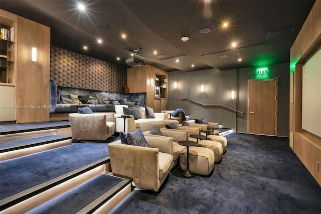 view of carpeted home theater room