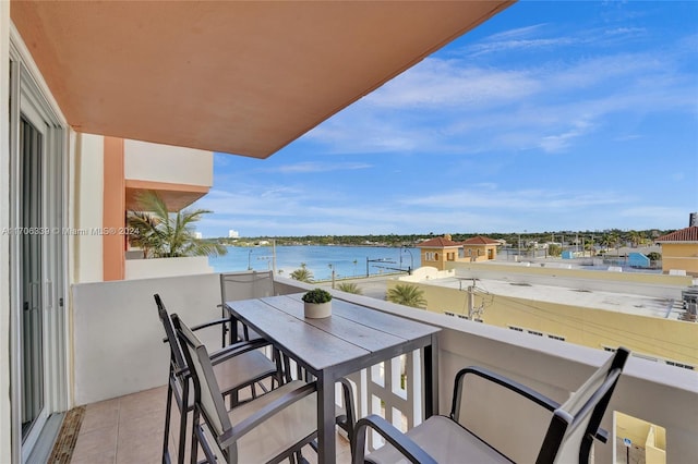 balcony with a water view