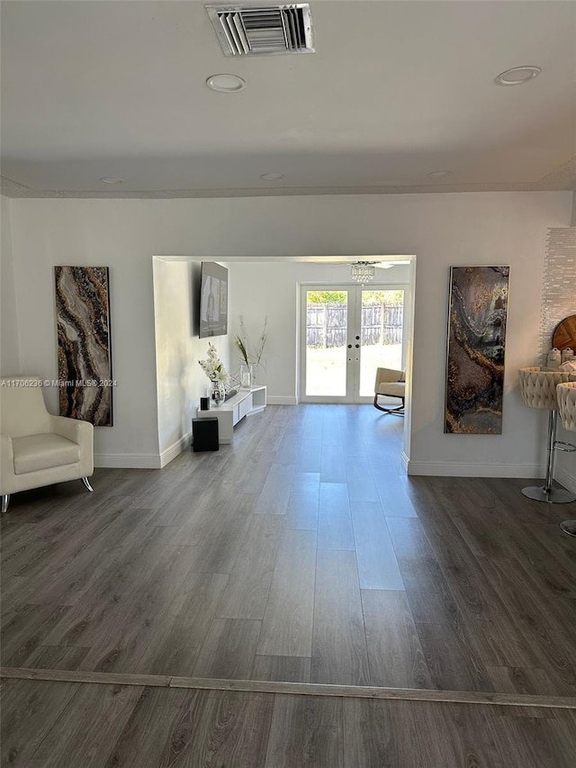 interior space featuring french doors and wood-type flooring