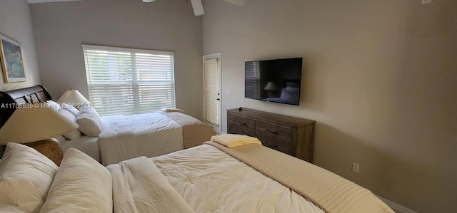 bedroom with vaulted ceiling