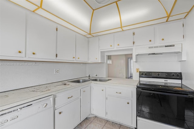 kitchen featuring sink, dishwasher, white cabinets, and black range with electric cooktop